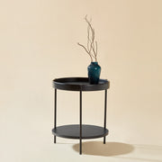 Coffee Table 2-Tier Round Tray 44x48 - Wood & Iron