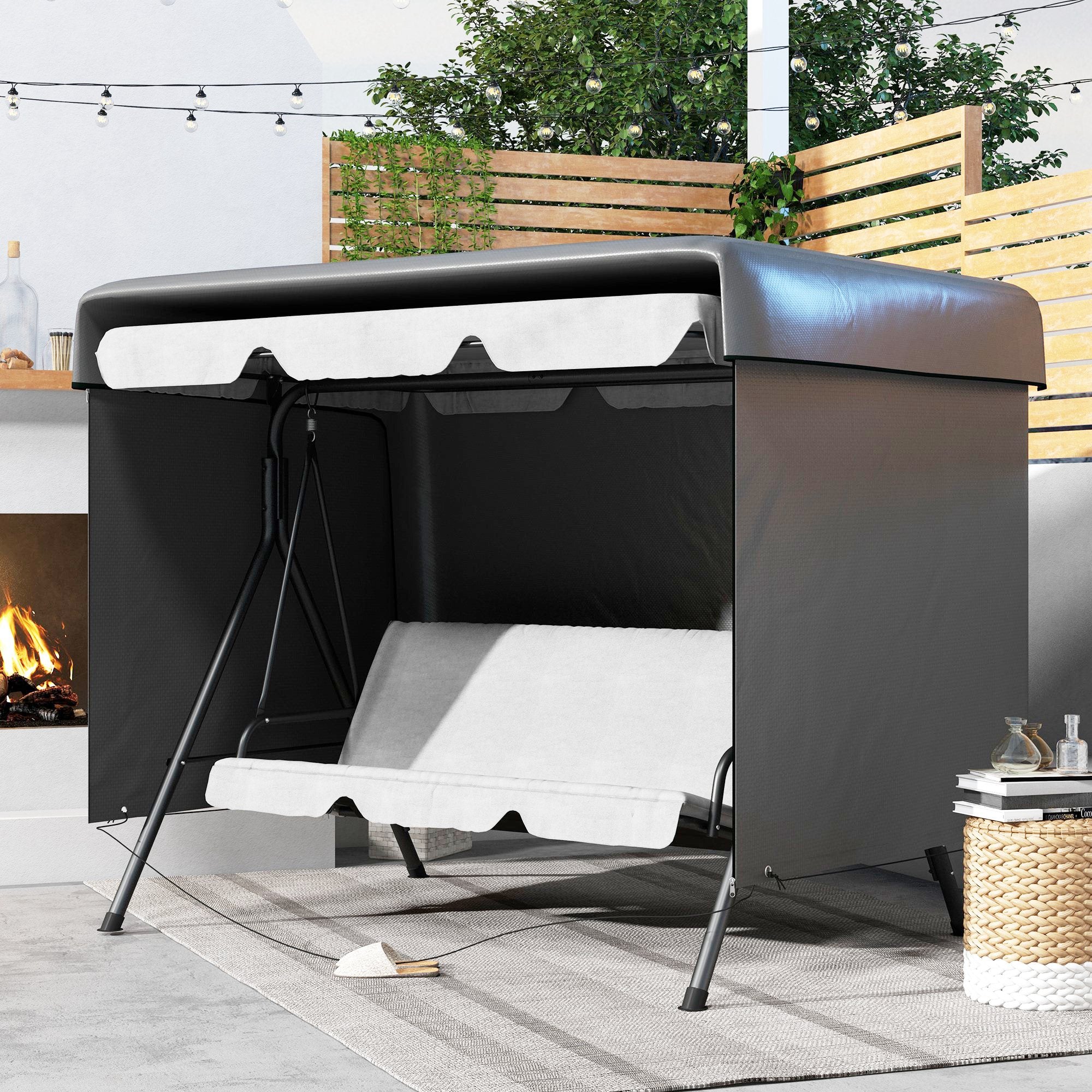 Patio Swing Chair Bench Cover Waterproof Anti-UV, Dark Grey