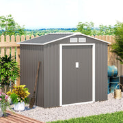 7ft x 4ft Lockable Garden Storage Shed w/ Air Vents, Steel Grey