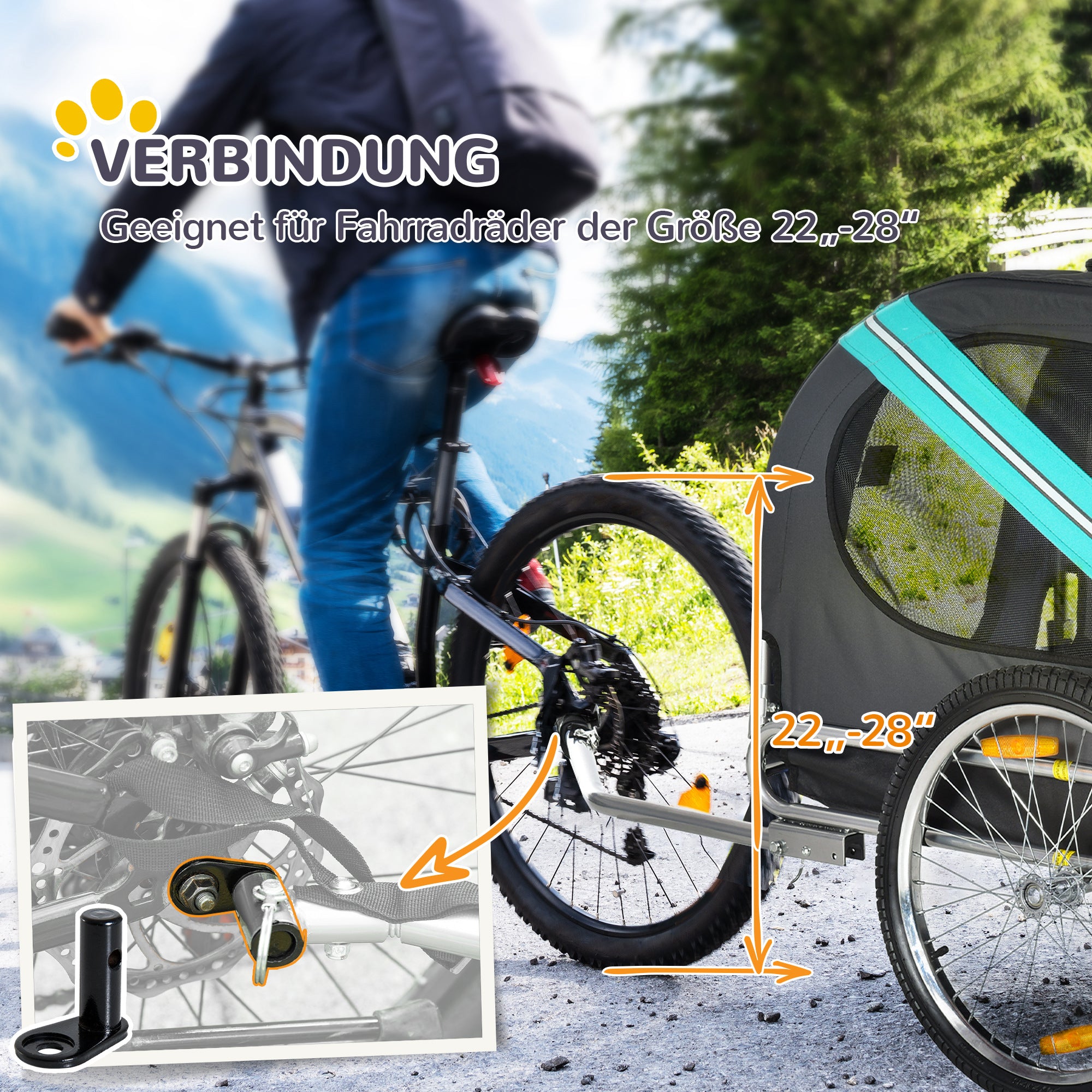 Dog Trailer, Bicycle Transporter, Oxford Fabric, Green