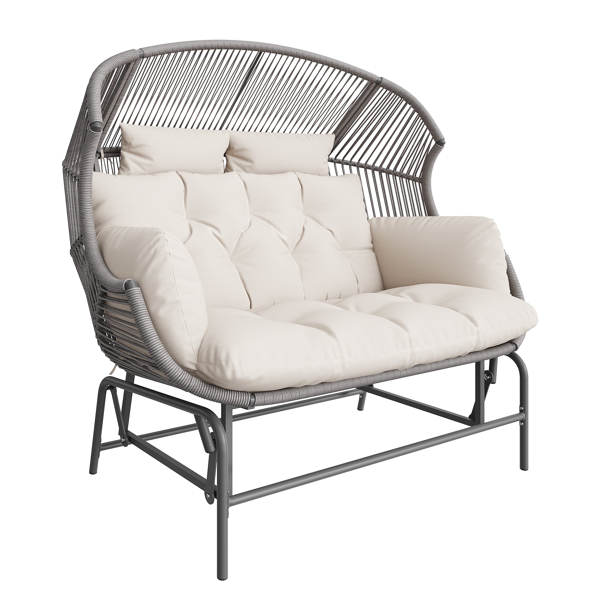Outdoor Swing Egg Chair Double Patio Hanging Rocking Chair Grey