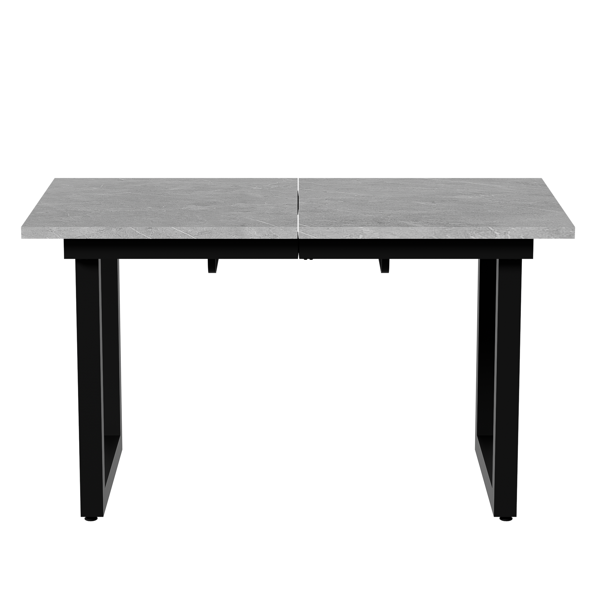 Extendable Dining Table 140/180cm Rectangular Industrial Style - Concrete Look/Black