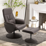 Executive Recliner Chair High Back Footstool Armchair Brown