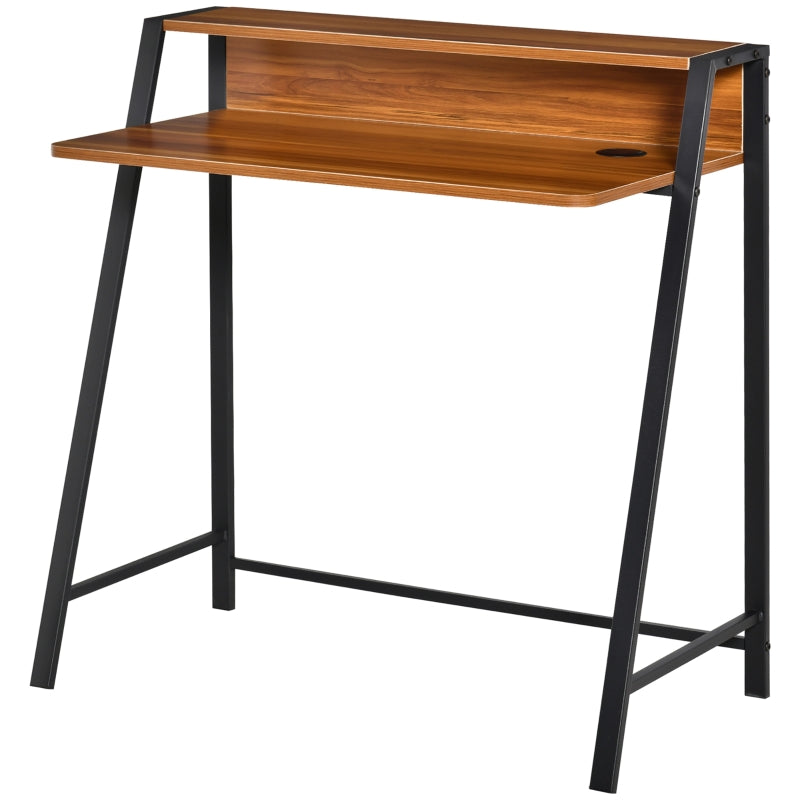 Writing Desk Computer Table with Storage Shelf 84L x 45W cm Walnut