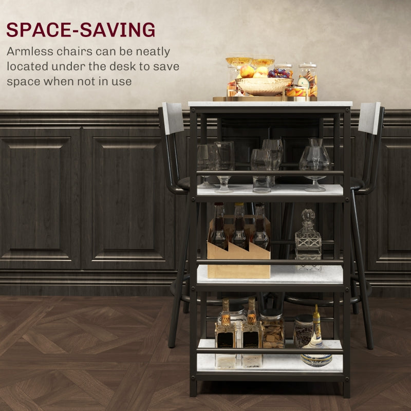 Three-Piece Dining Set with Shelves - Grey/Black