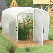Polytunnel Greenhouse Walk-in Grow House, Door, Galvanised Steel Frame, 2 x 3 x 2m, White