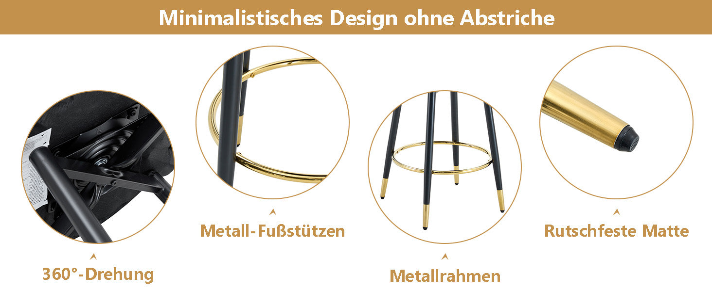 360° Swivel Bar Stool, Padded Seat with Openwork Backrest, Set of 2, Black PU Leather and Metal