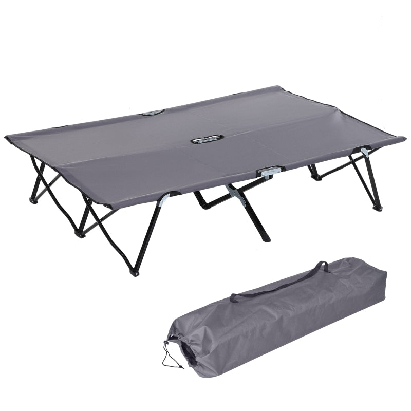 Double Camping Cot Bed Portable with Bag - Grey