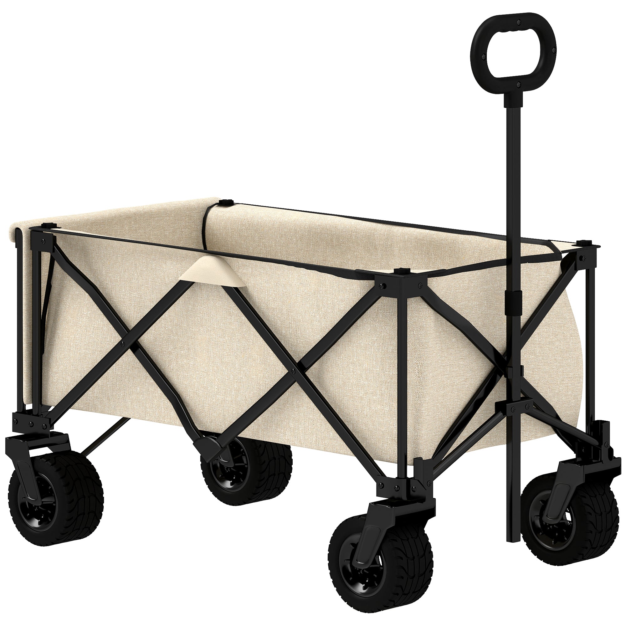 Garden Cart 100 kg, Foldable, 138 Liters, Beige