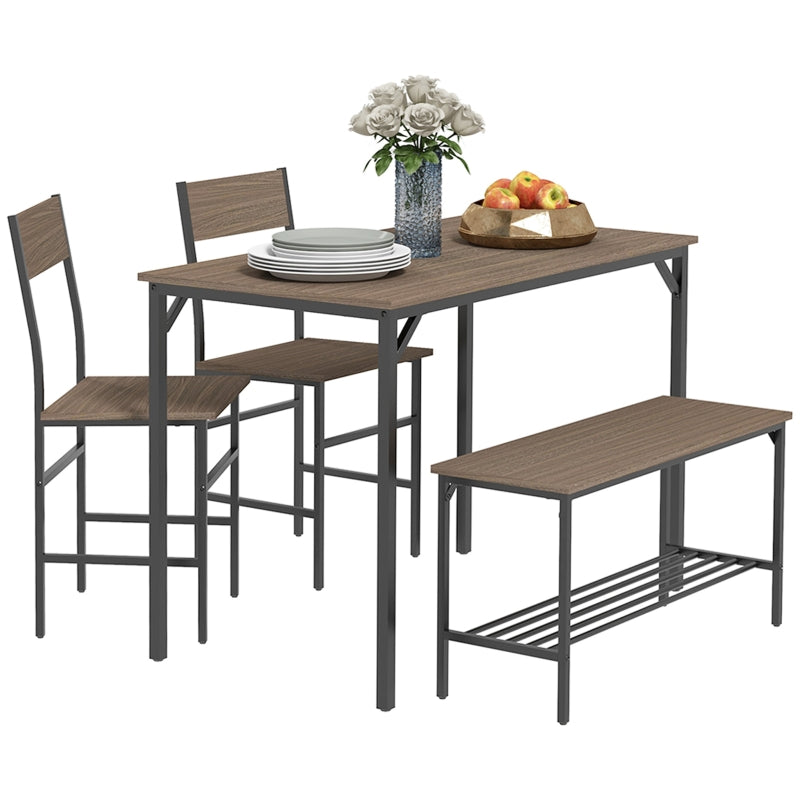 Four-Piece Dining Set, Table, Chairs and Bench