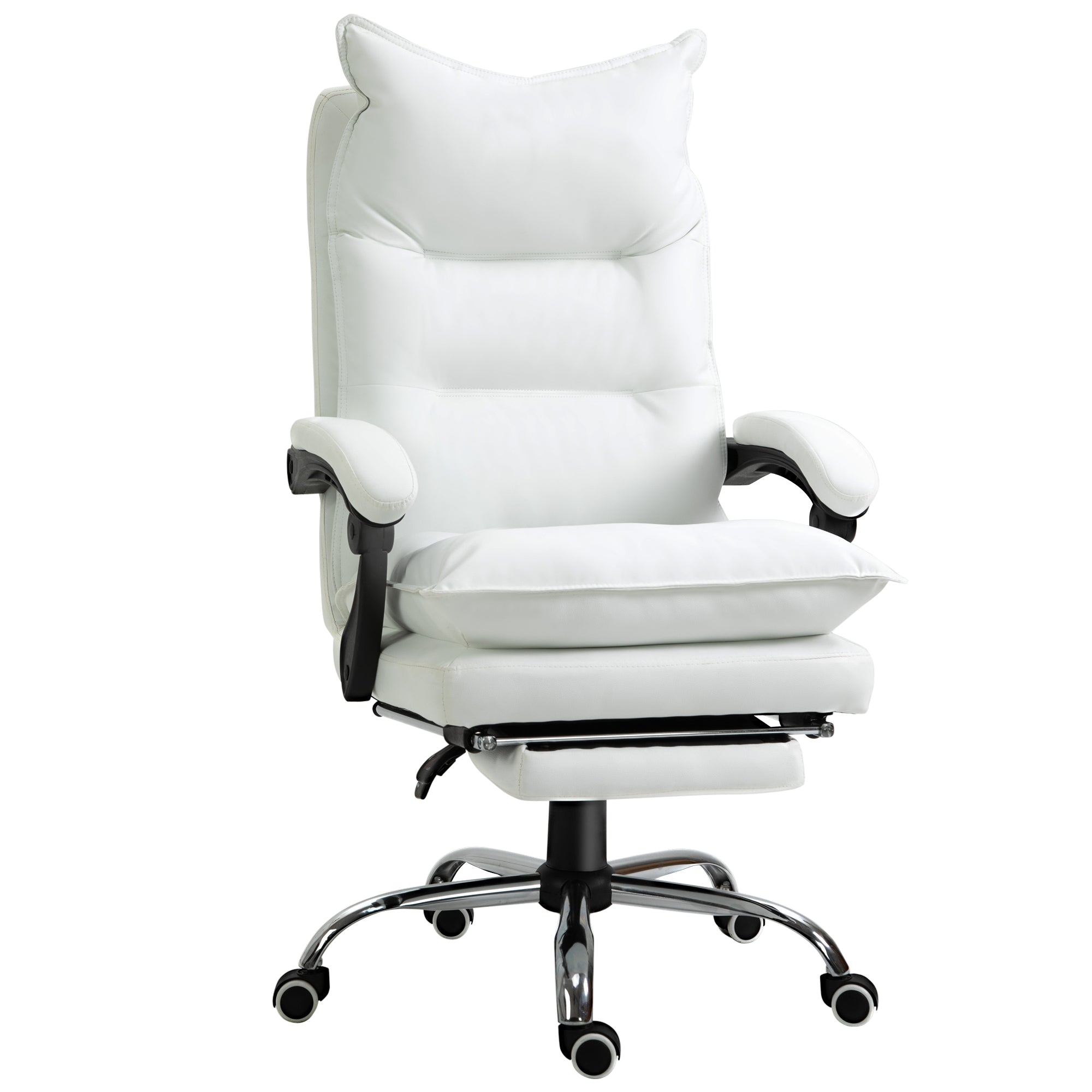 Vinsetto Office Chair Reclining, Footrest, Swivel, White