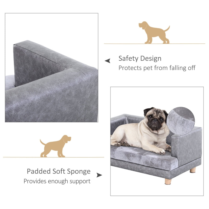 Dog Sofa Bed - Elevated Pet Chair with Soft Cushion, Grey