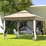 Pop Up Gazebo, 3x3m Double-Roof with Netting and Carry Bag, Cream White