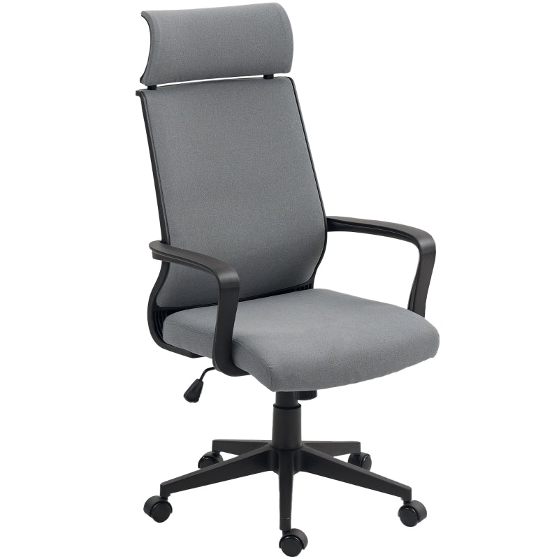 Office Chair, Ergonomic Swivel, Dark Grey Faux Wool