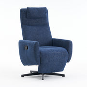 022 Upholstered Recliner with Pillow Padded Seat and Footrest, Chenille Fabric Blue