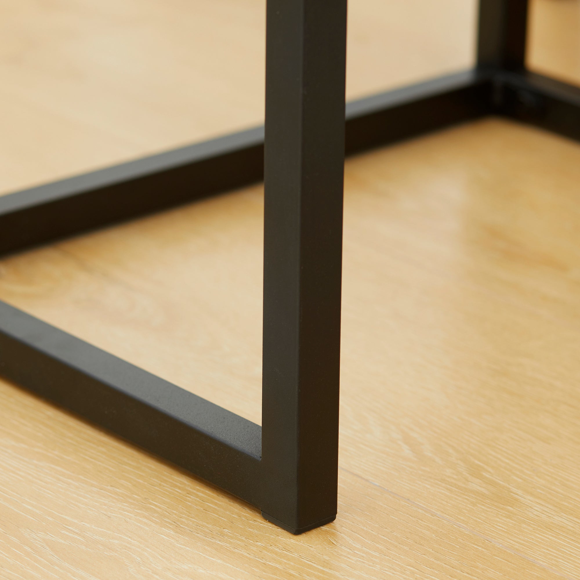 Console Table with Cabinet, Industrial Design, Natural Steel