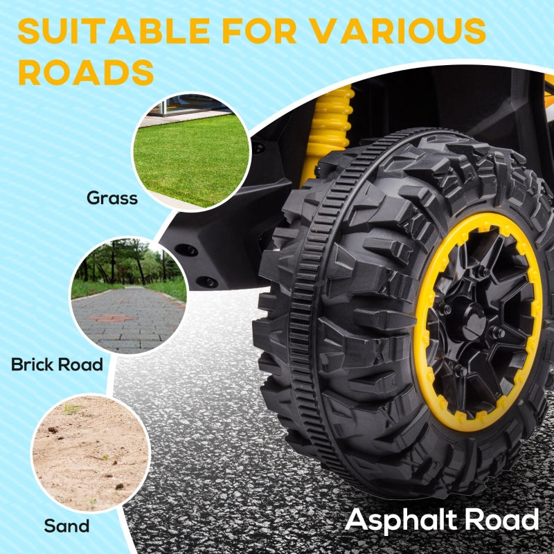 12V Ride-On Quad Bike with Music, Horn, for Ages 3+ Years - Yellow