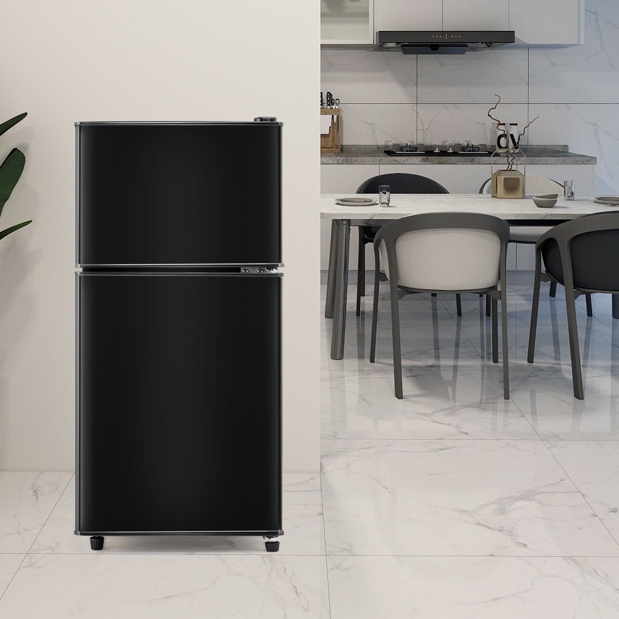 Fridge-freezer Double Door 60L Total Capacity, 86.8cm High, Premium Black