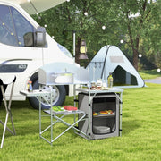 Multi-Feature Folding Camping Kitchen, Wind Shield Aluminium Frame