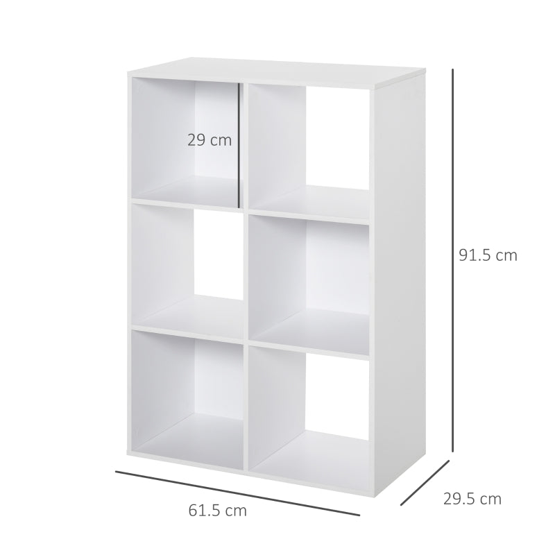6-Cube Bookshelf Storage Unit Particle Board White