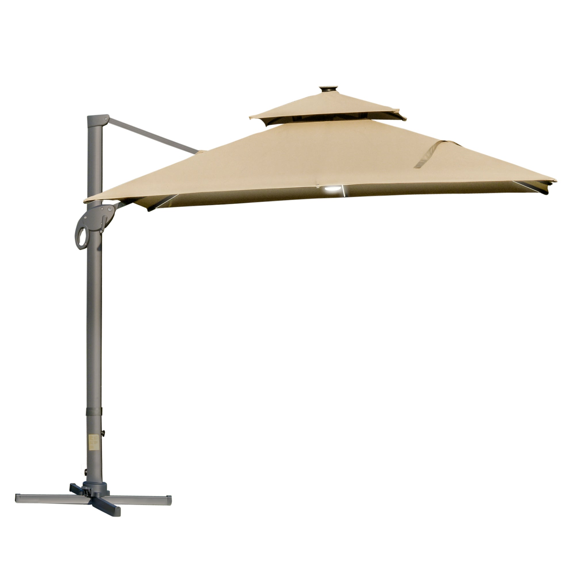 3 x 3m Sun Square Canopy Top with Adjustable Pole Angle, Aluminium Khaki