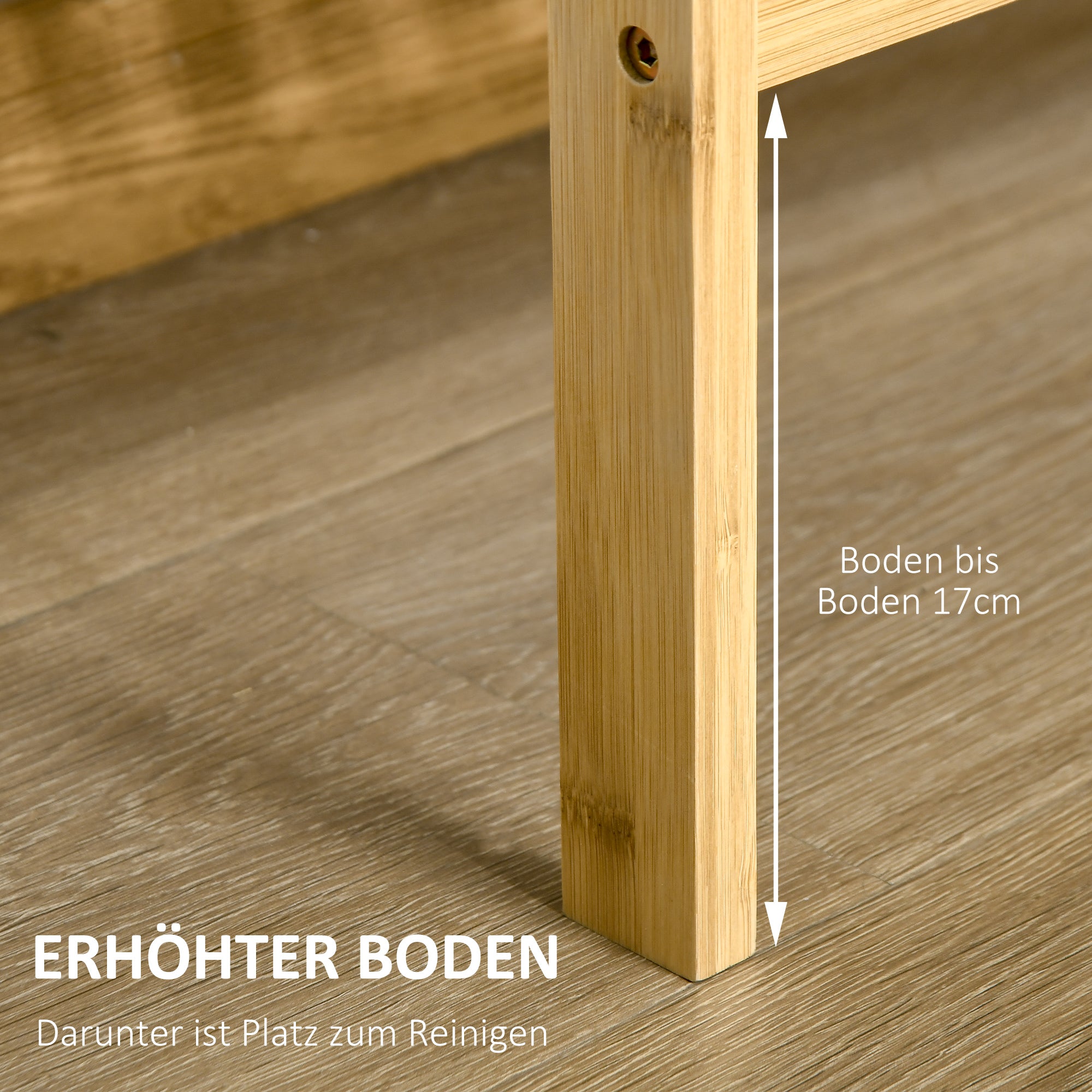 Bathroom Shelf, 3 Levels Standing Kitchen, Natural Bamboo