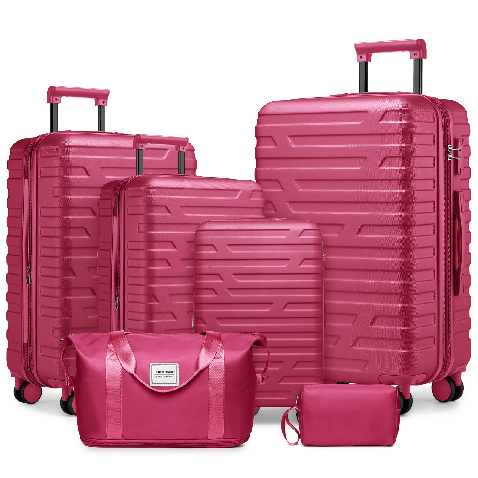 Luggage Sets 6-Piece Expandable Suitcases with TSA Lock, Hardside Rose Red