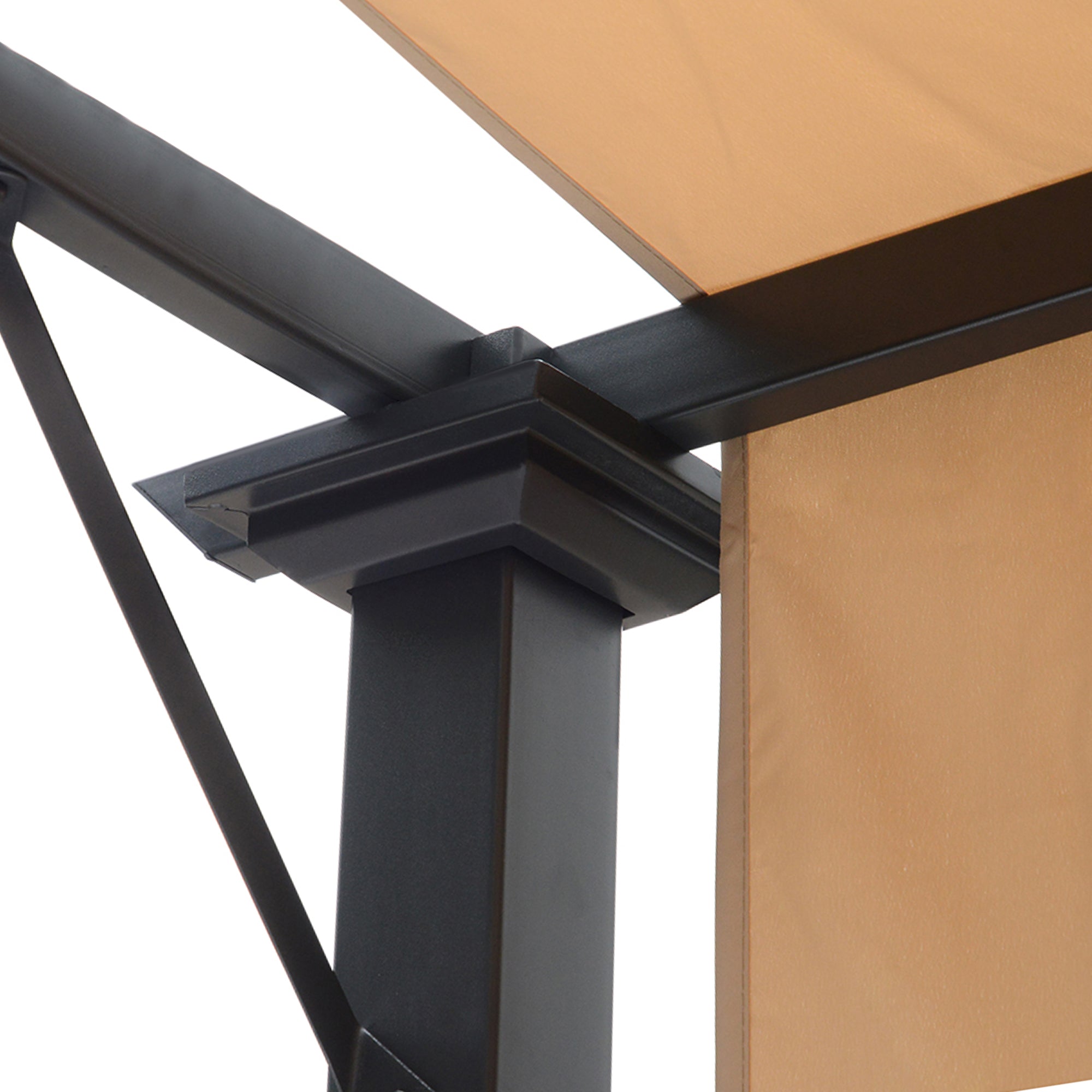 Outdoor Retractable Pergola Garden Gazebo Adjustable Side Canopy Overhead Sun Shade Steel Khaki
