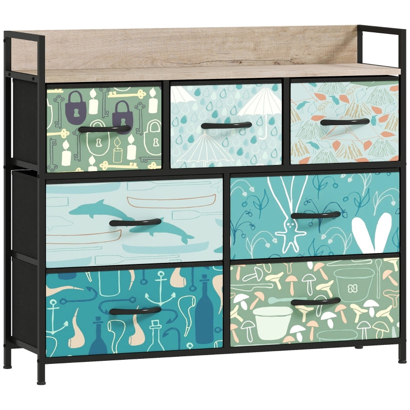 Chest of Drawers 7-Drawer Storage Unit Blue