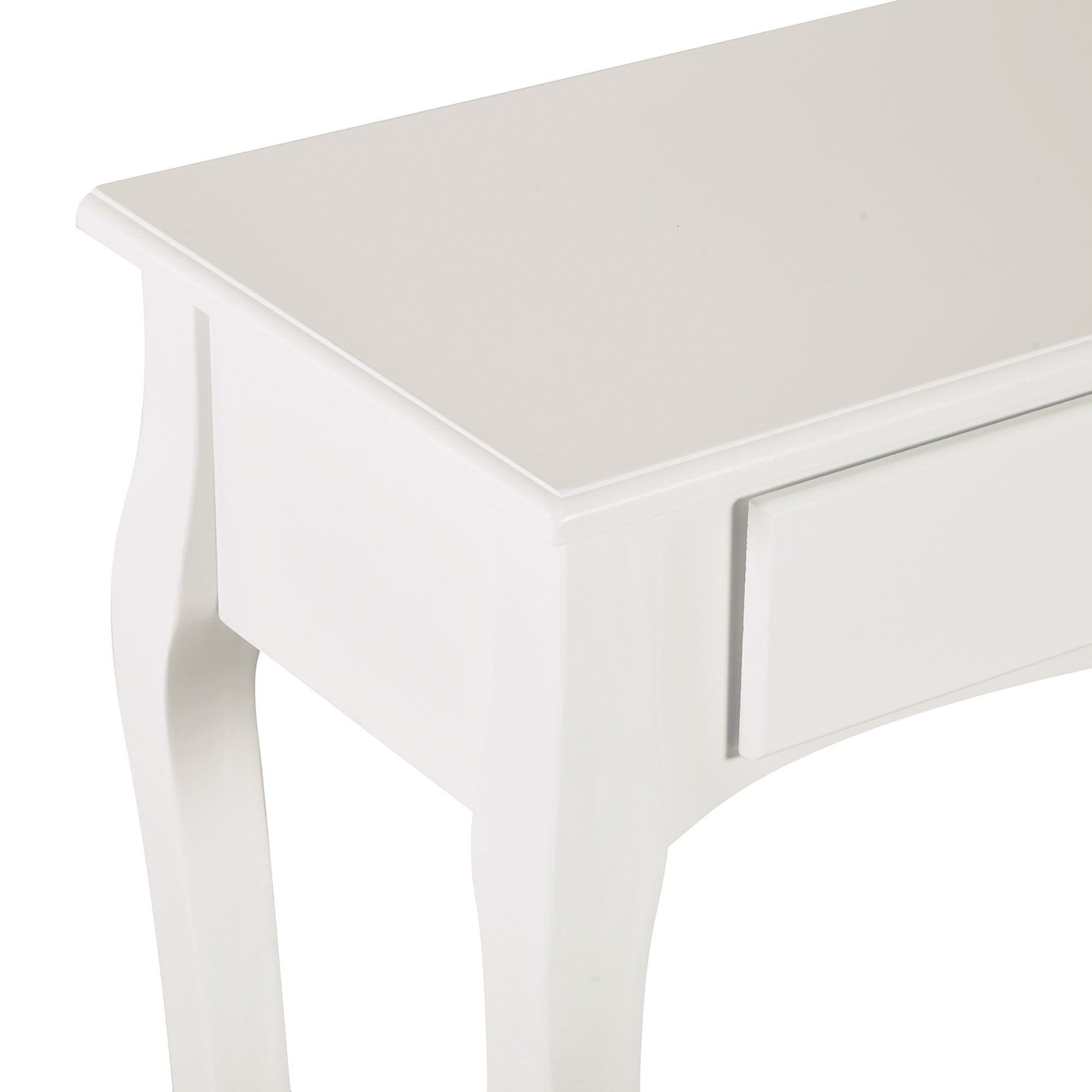 Console Table with Storage Shelves and Drawers, Modern Sofa Side Desk, Ivory White
