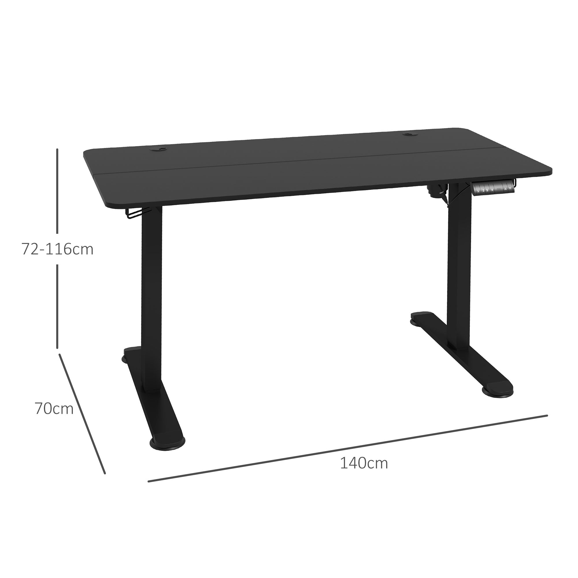 Electric Sit-Stand Desk, Anti-Collision Memory Options 140x70cm, Chipboard Black