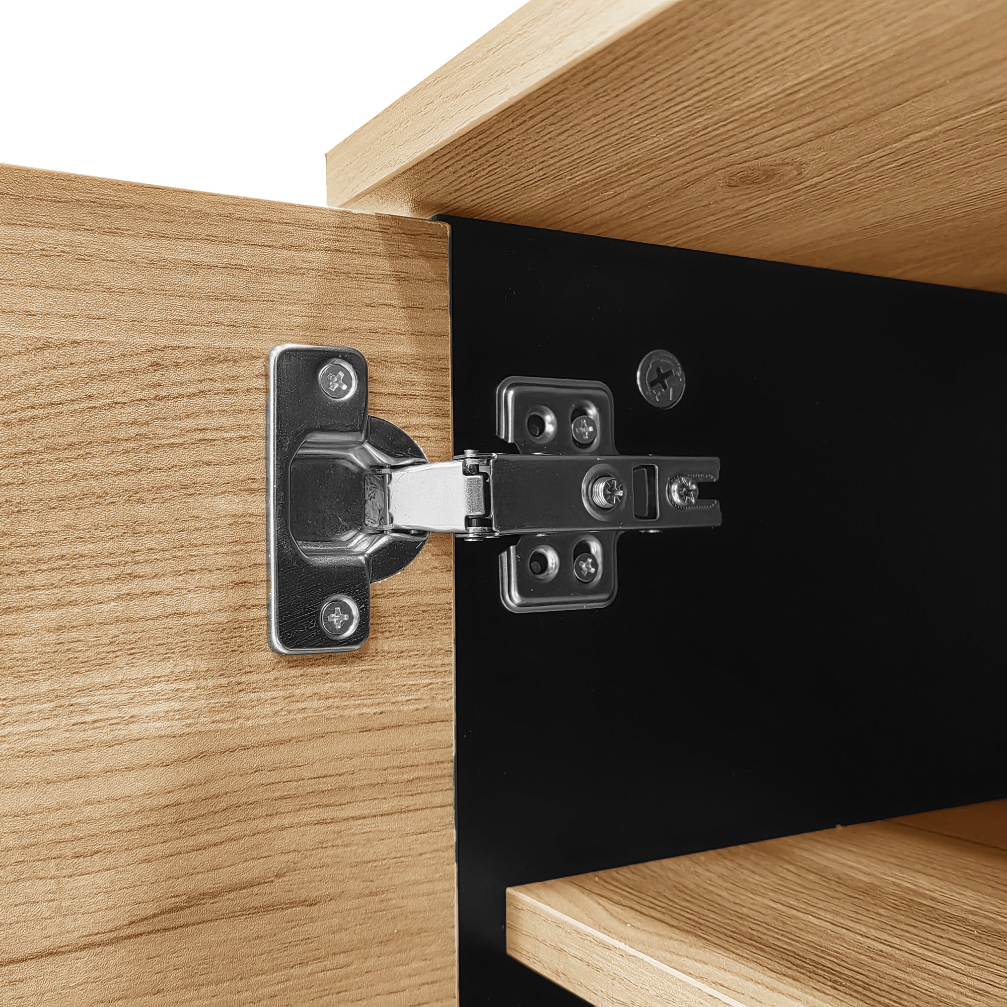 TV Cabinet, 170cm Lowboard with Drawers, Wood and Black