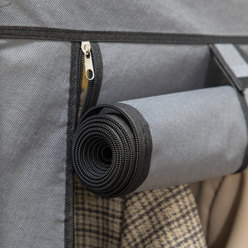 Fabric Wardrobe, 8 Tiers, Clothes Rails, Non-Woven Fabric, Dark Grey