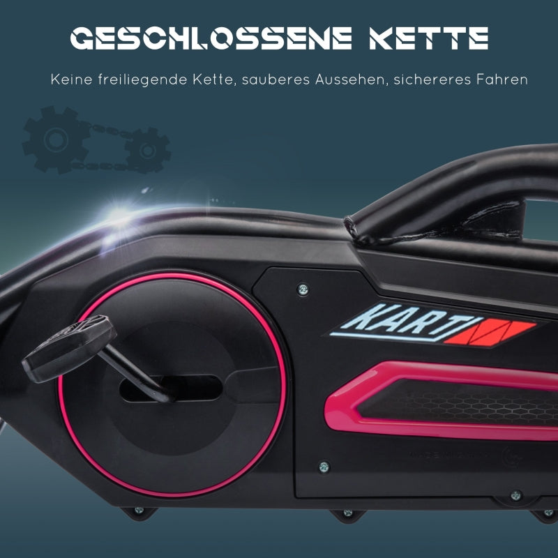 Go-Kart Children's Pedal Car with Adjustable Seat and Handbrake, Pink