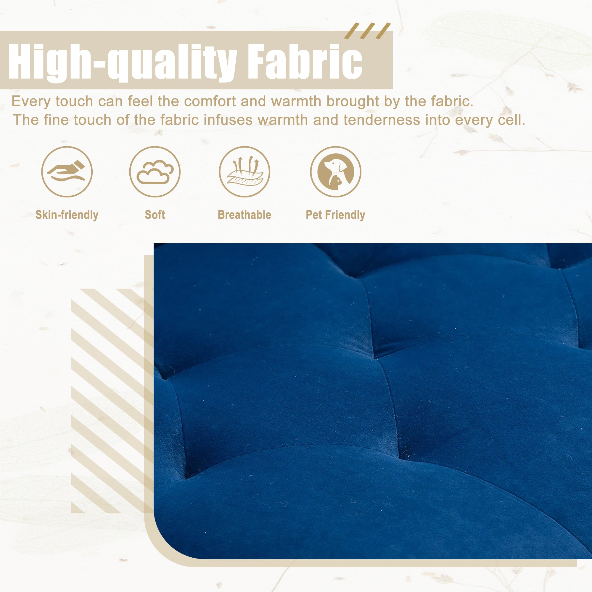 GOMYWAY 2-Seater Sofa Bed, 3-Speed Adjustable Backrest, Velvet Upholstery Navy