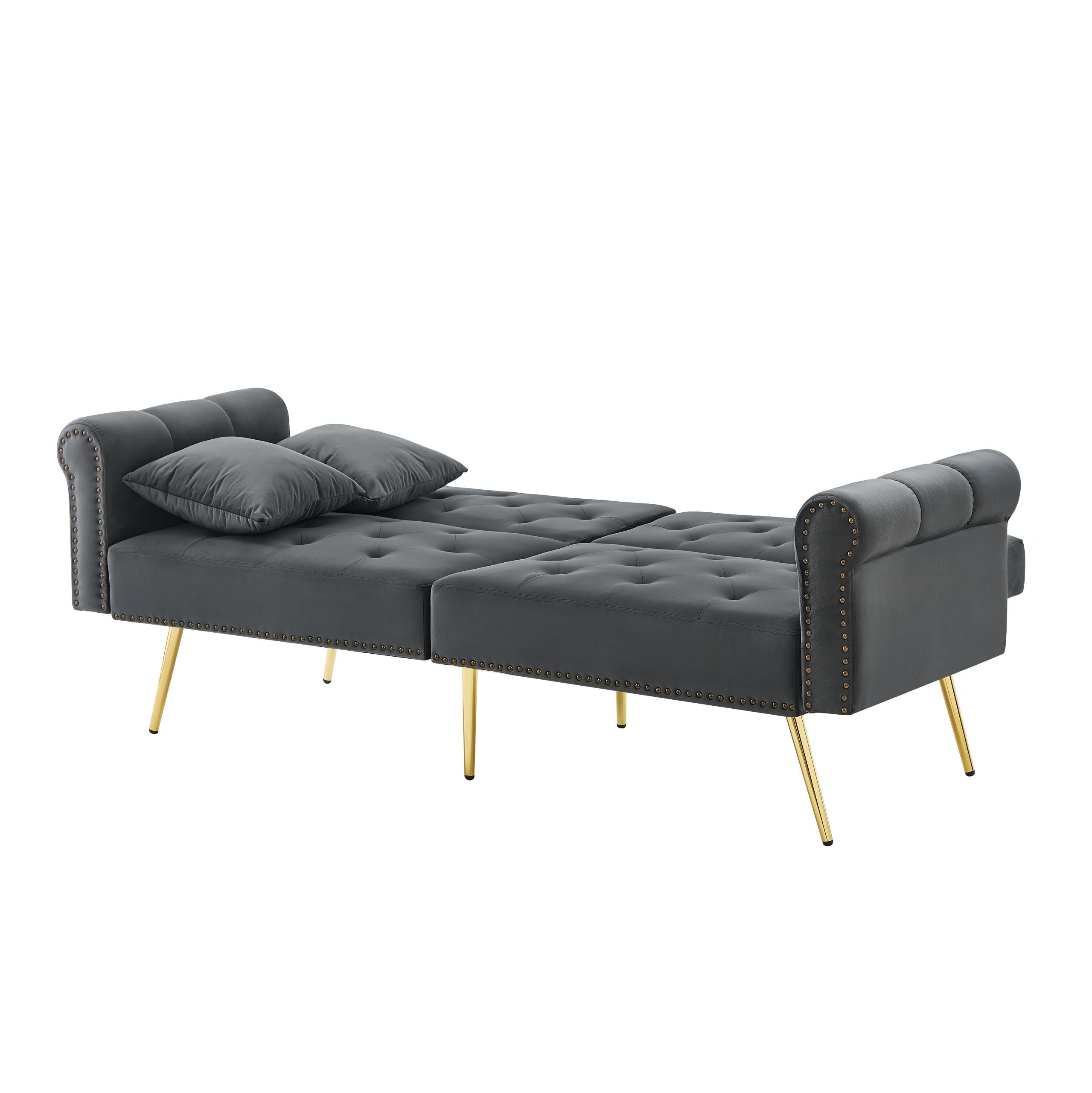 Sofa Bed, Modern 2-Seater with 3-Level Adjustable Backrest, Velvet