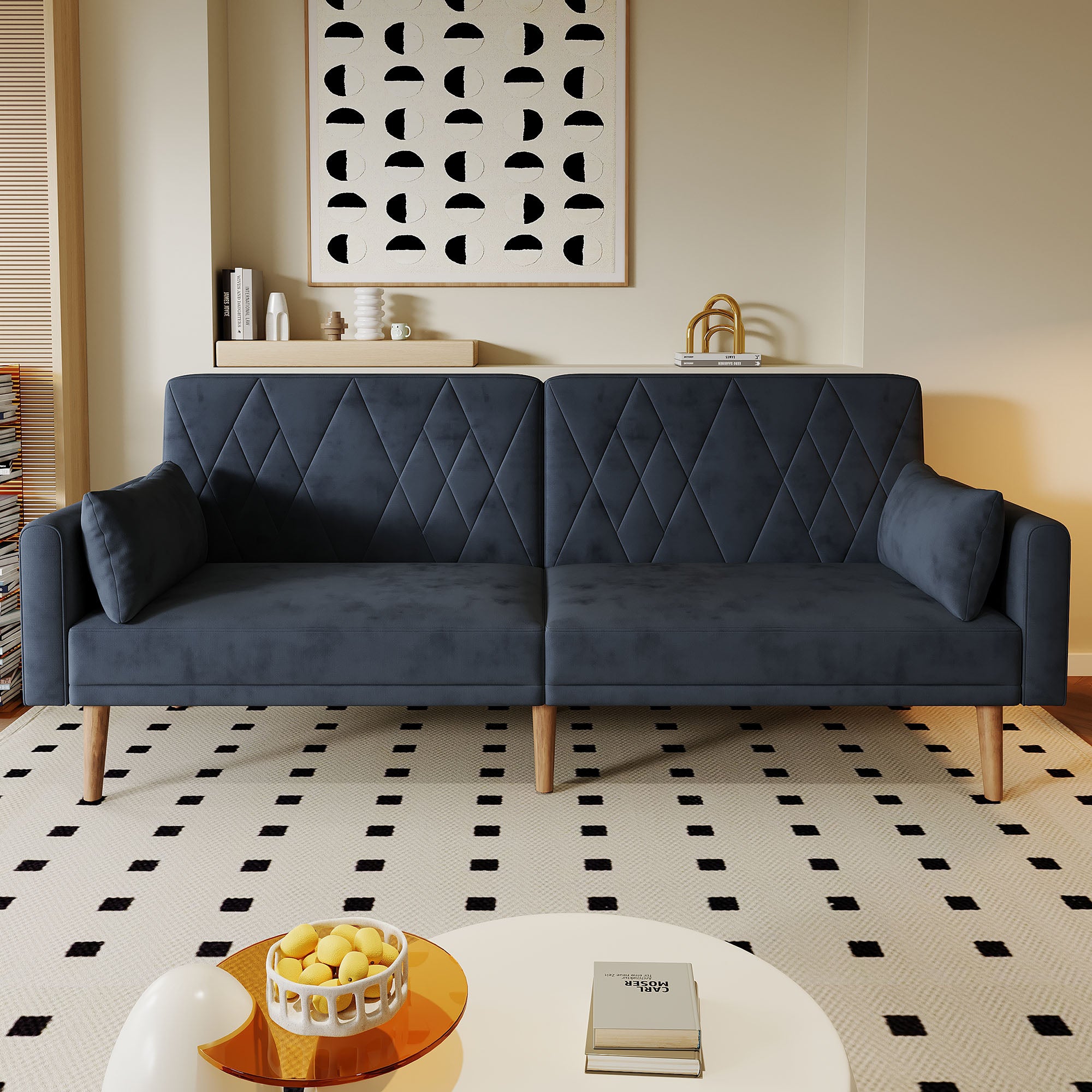 Sofa, Two-Seater Sofa Bed with Sleep Function, Velvet Fabric