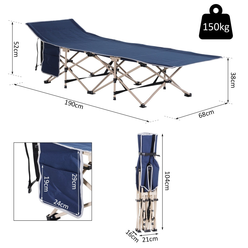 Single Camping Cot Folding Portable Sleeping Bed with Carry Bag - Blue