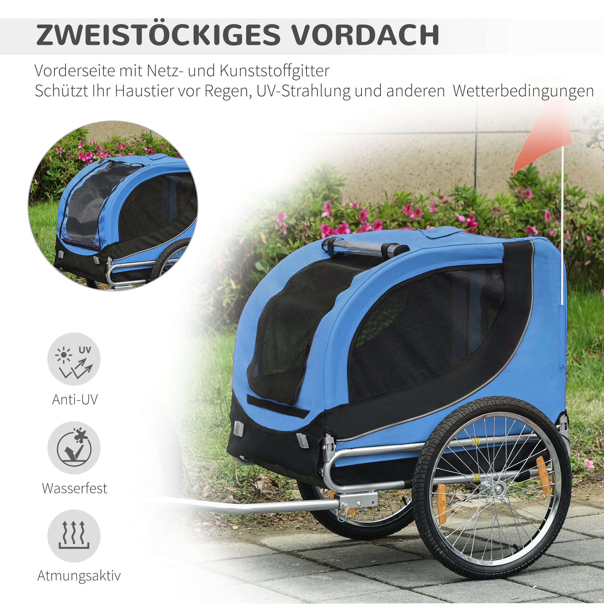 Dog Trailer, Bicycle Transporter, Blue+Black