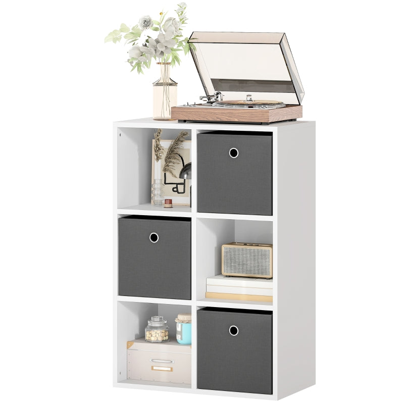 Shelf with 6 Compartments and 3 Drawers, Storage Shelf, Versatile, Grey