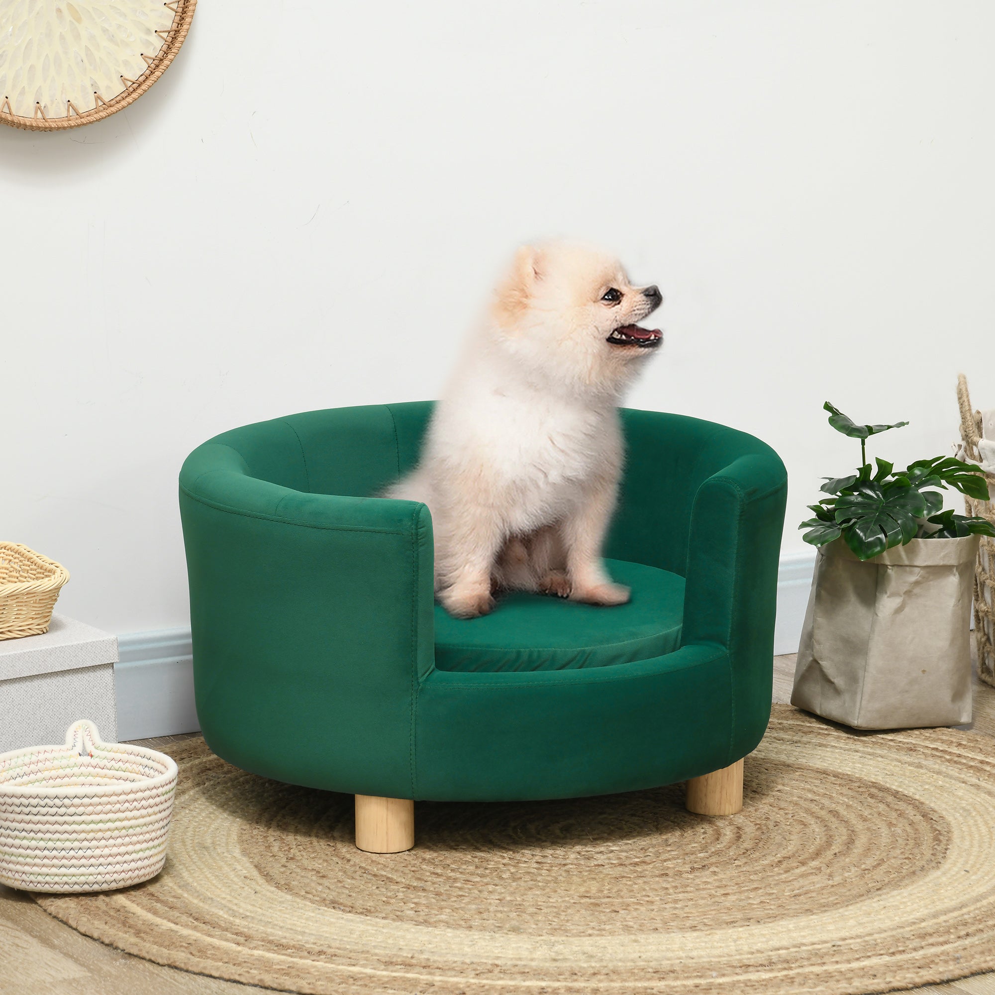Dog Bed Sofa, Soft Cover & Wooden Legs, 65x64x37cm
