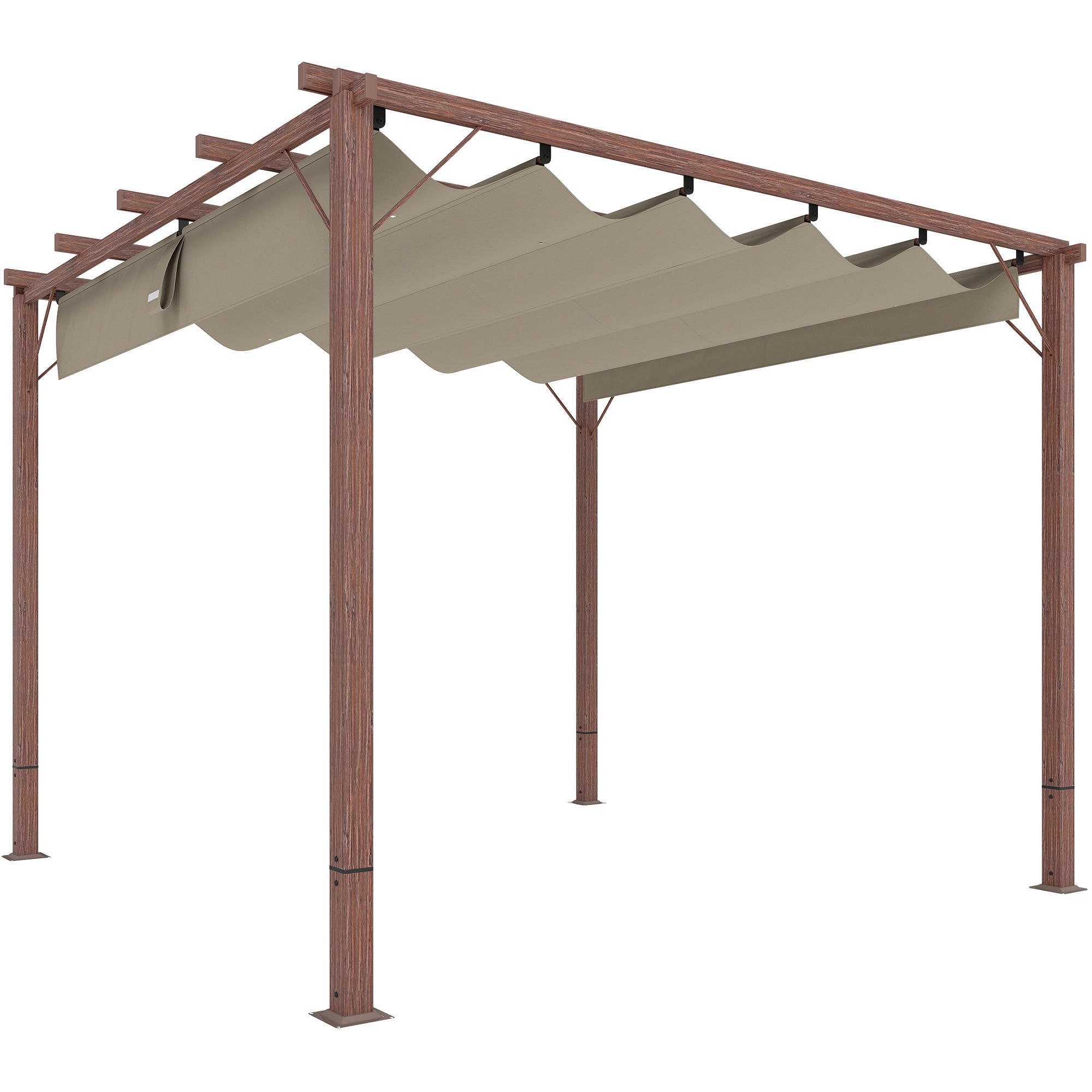 Retractable Roof Pergola 3x3m Natural Wood Finish