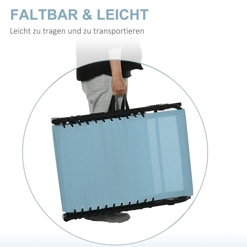 Sun Lounger Foldable Metal Frame Breathable Cover - Teal