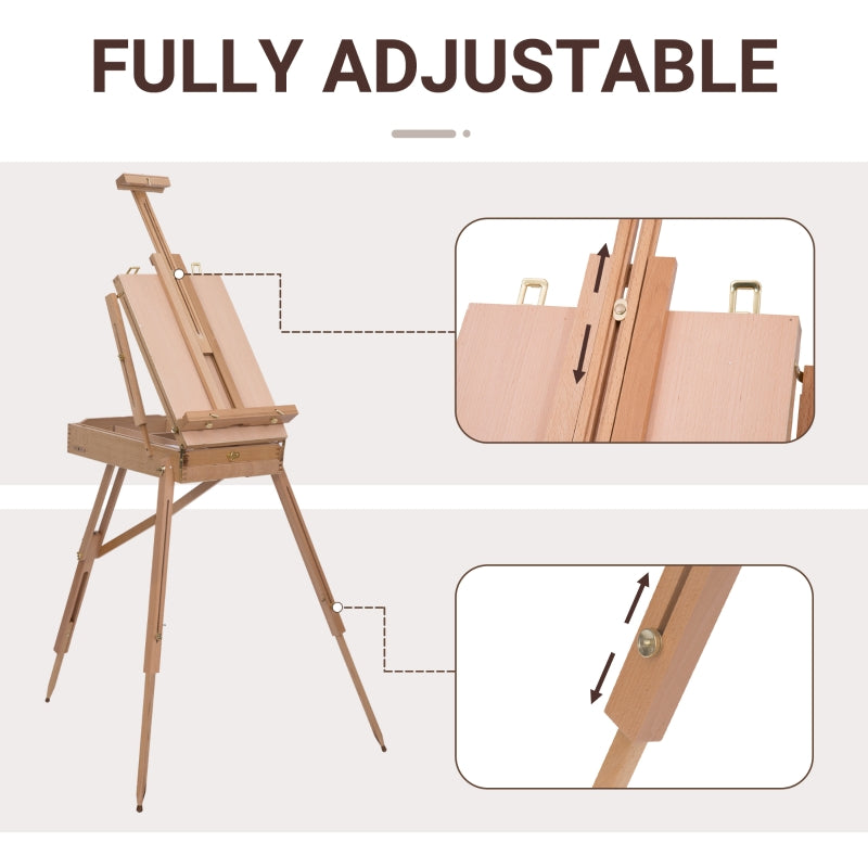 Wooden Art Easel, Portable Folding Tripod Drawing Board, Natural Wood