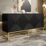 Storage Cabinet Sideboard with 3 Double Doors, Large Storage, Matte Black