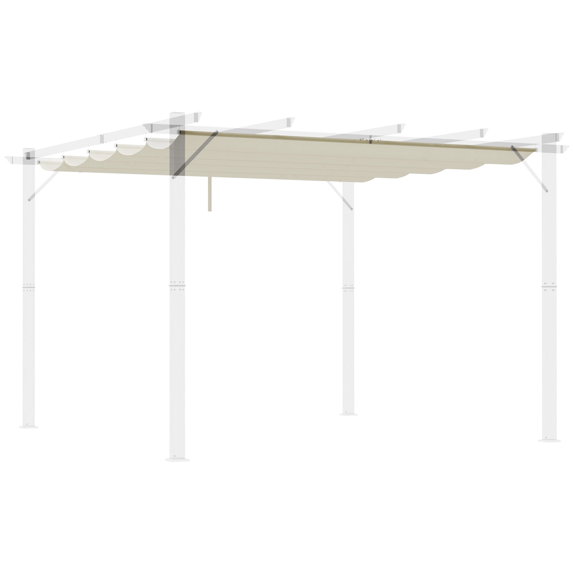 Retractable Pergola Shade Cover Replacement Canopy Fabric 3x3m Cream White