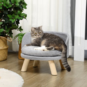 PawHut Dog Bed Cat Bed Sofa with Non-Slip Wooden Feet and Cushion, Grey