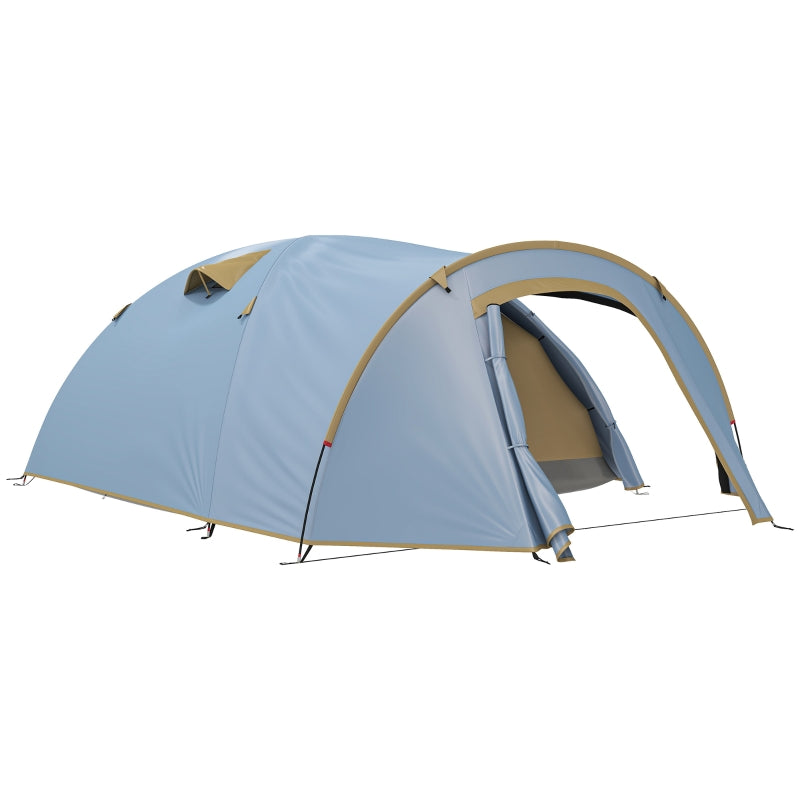 Camping tent for 4 people, waterproof tunnel with 2 doors, packing bag, for camping, travel, trekking, garden