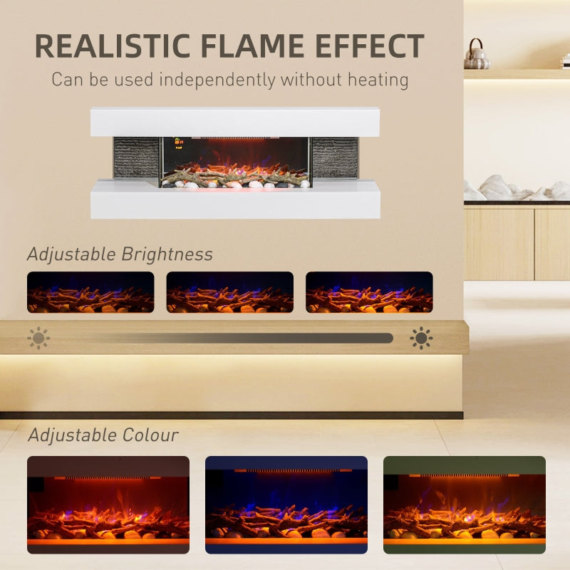 Electric Fireplace 47inch/120cm Wall Mounted Freestanding 2000W Remote Control, White