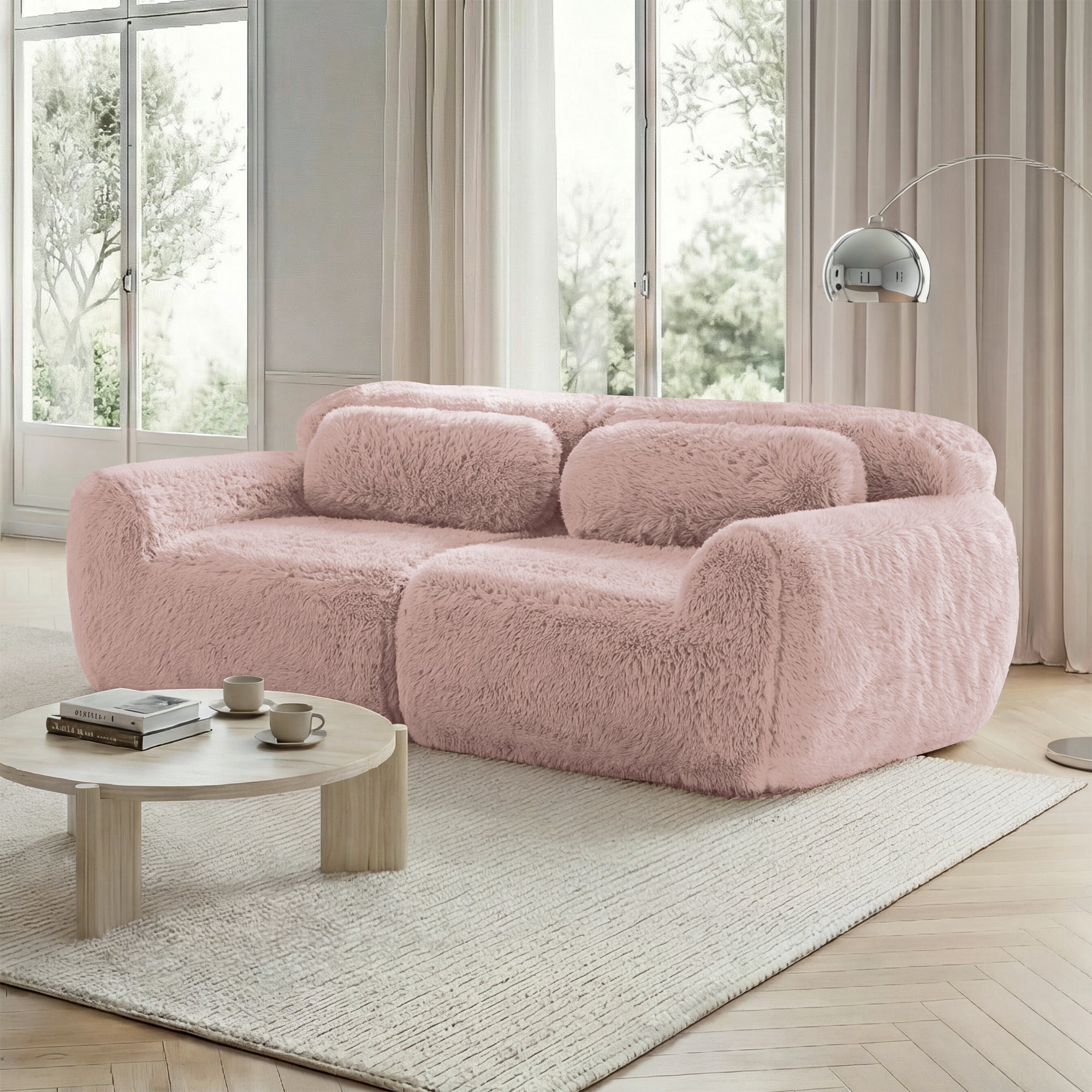 2-Seater Modular Sofa, Frameless Design, High-Resilience Foam, Plush Fabric